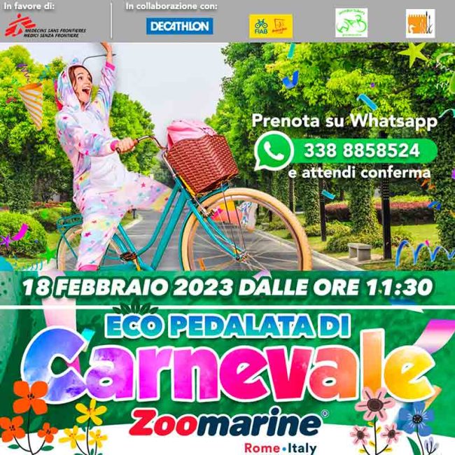 Carnevale green e solidale: Eco-Pedalata a Zoomarine in favore di Medici Senza Frontiere per le vittime del sisma in Turchia e Siria